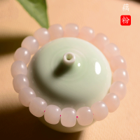 依帝魅时尚饰品和田玉藕粉手链天然玉石女款糖白玉人气手串项链冰底哑光磨砂手链送朋友送家人送同事