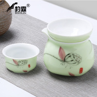 艺嘉赫陶瓷茶具公道杯茶漏套装分茶器一体分茶杯紫砂装茶器公平杯公道杯 公道杯+送茶漏-翡翠绿-荷花