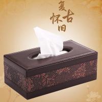 艺嘉赫皮纸巾盒欧式复古抽纸盒 简约家用客厅茶几餐巾纸盒定制广告 【大】复古怀旧