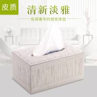 艺嘉赫皮纸巾盒欧式复古抽纸盒 简约家用客厅茶几餐巾纸盒定制广告 【小】清晰淡雅