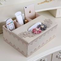 艺嘉赫多功能纸巾盒抽纸盒遥控器收纳盒客厅餐巾纸盒简约家居纸抽盒家用 组合欢乐颂米色