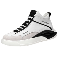 功夫鹿 男鞋春季2021新款百搭高帮板鞋韩版潮流休闲潮鞋中帮增高小白鞋子