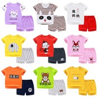 儿童短袖套装纯棉宝宝夏装童装女童短裤男童半袖T恤婴儿衣服睡衣3