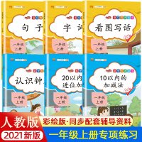 一年级上册同步训练全套人教版语文数学书教材配套练册一课一练拼音字词句基础训练本10 20以内加减法天天练认识钟表和时