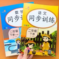 二年级下册语文数学同步训练全套部编人教版教材阅读理解专项训练书看图说话写话口算题卡应用题表内除法天天练看拼音写词语练