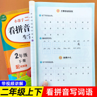 看拼音写词语二年级上册+下册语文同步训练本部编人教版小学生生字注音拼音专项练册天天练老师推荐每日一练拼音练本寒假衔接