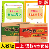 全能100分期末总复+期末冲刺优选卷100分二年级上册语文数学4本 人教版RJ 小学2年级语文数学同步练单元测试卷期