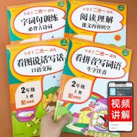 小学二年级语文书上册教材配套练册部编人教版课本同步字词句手册小学生看字写拼音阅读理解专项训练书籍必背古诗语言表达天天