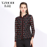 T.ZHODI/唐朱迪女装2019春季专柜同款蕾丝衫拼接袖女T101006