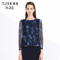 T.ZHODI/唐朱迪女装2019春季专柜同款雪纺拼接蕾丝衫T101001