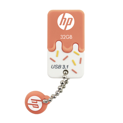 惠普 HP 32GB USB3.1 U盘 x778O暖心橙橘（X778W系列） 高速情侣优盘迷你可爱冰激凌造型