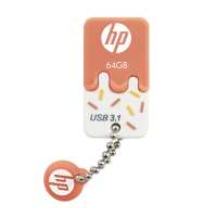 惠普 HP 64GB USB3.1 U盘 x778O暖心橙橘(X778W系列) 高速情侣优盘迷你可爱冰激凌造型