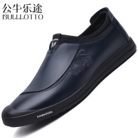 公牛乐途2021春秋季男鞋子青年潮鞋百搭透气皮鞋男真皮男士休闲鞋韩版板鞋男