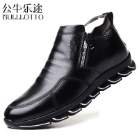 公牛乐途2021棉皮鞋冬季新款青年休闲皮鞋男士加绒保暖运动鞋潮流真皮羊毛棉鞋