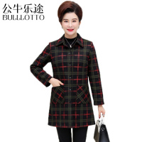 公牛乐途2021中老年女装秋冬衬衫加绒薄外套妈妈装中长款大码保暖打底衫女上衣
