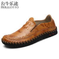公牛乐途2021天天特价豆豆鞋男鞋子百搭潮流一脚蹬懒人鞋男士真皮休闲皮鞋青年