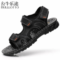 公牛乐途凉鞋男夏季2021新款男士防滑防水防臭沙滩鞋真皮外穿越南凉拖鞋男