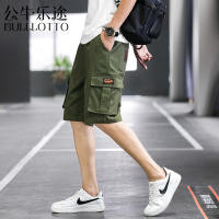 公牛乐途2021短裤男士夏季薄款潮牌休闲外穿五分沙滩裤潮流宽松工装裤
