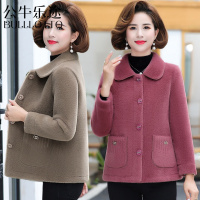 公牛乐途妈妈秋装毛呢外套2021新款中年女装春秋仿水貂绒夹克洋气女士上衣