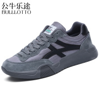 公牛乐途真皮男鞋2021秋冬新款潮流百搭加绒保暖休闲软底鞋男士运动老爹鞋