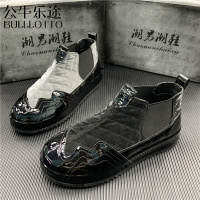 公牛乐途2021男靴冬季保暖棉鞋男士包底连体鞋高帮套筒一脚蹬工作靴防滑增高鞋