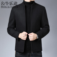 公牛乐途2021立领毛呢外套男短款加棉夹棉羊毛夹克冬装加绒加厚秋冬季呢子外衣定做款