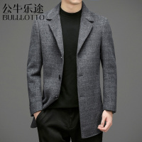 公牛乐途2021毛呢大衣男中长款羊毛西服双面呢子外套秋冬加厚西装中款风衣冬季定做款
