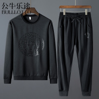 公牛乐途2021卫衣男士休闲运动套装加肥加大码春秋季胖子潮流韩版男装一套搭配