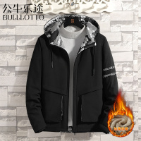 公牛乐途2021羊羔绒外套男士棉衣加肥加大码棉服潮牌帅气冬季加绒加厚棉袄子男