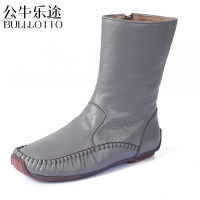 公牛乐途手工原创复古女鞋2021新款韩版女靴子 真皮大底手工缝制鞋羊皮靴