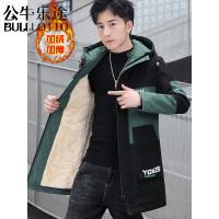 公牛乐途2021男士中长款夹克秋冬季新款ins潮牌青年风衣加绒加厚冬装外套