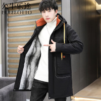 公牛乐途2021男士冬季外套加绒加厚中长款风衣新款休闲潮流夹克冬装派克服