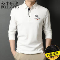 公牛乐途2021polo衫男士T恤纯棉带领加绒长袖卫衣丅秋冬季打底衫休闲保暖上衣