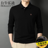 公牛乐途2021纯棉长袖T恤男士加绒加厚保暖刺绣翻领polo衫中年爸爸装宽松上衣