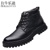 公牛乐途2021棉鞋男士冬季真皮羊毛高帮保暖加绒鞋子头层牛皮大棉皮鞋雪地棉靴