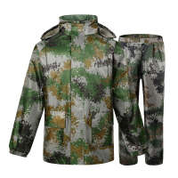 07雨衣套装迷彩部队雨衣钓鱼专用成人分体军绿迷彩防水男女式