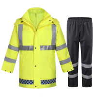 反光交通交巡警雨衣加绒成人防水防风冬季雨衣新式保暖防寒骑行用