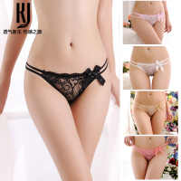 法国MNMU夏季女士内裤薄款蕾丝性感三角裤女透明纯棉档少女低腰内裤丁字裤衩(黑色+肤色+白色+粉色+西瓜红)