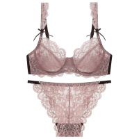 法国MNMU文胸套装欧美新款舒适柔软蕾丝经典款简约性感文胸内衣大码透明诱惑罩胸