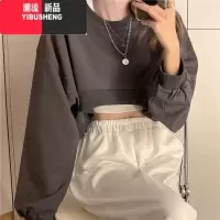 YIBUSHENG爵士风格女装街舞hiphop辣妹长袖宽松短款卫衣女春jzaa跳舞上衣