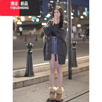 YIBUSHENG慵懒风粗针织毛线毛衣开衫女2023厚新款宽松显瘦针织灰色外套