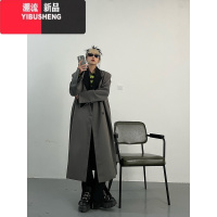 YIBUSHENG新款韩版中长款拼接大衣法式高级英伦风复古设计感风衣外套女