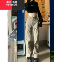 YIBUSHENG180高个子加长款卡其色工装裤女小众设计感显瘦175长窄版直筒裤