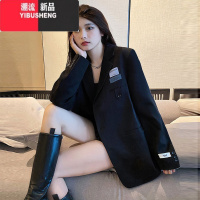 YIBUSHENG黑色小西装外套女小个子2023春季新款高级感加厚短款休闲西服