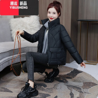 YIBUSHENG2023年韩版时尚女装大码外套立领小棉袄百搭纯色短款加厚修身
