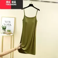 YIBUSHENG莫代尔带胸垫吊带连衣裙女季薄款居家无袖清凉睡裙休闲大码长裙