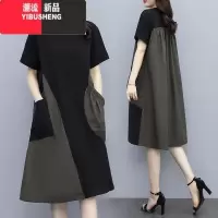 YIBUSHENG大码女装装2024新款妈妈裙子胖mm遮肚子肉显瘦胖妹妹洋气连衣裙