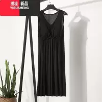YIBUSHENG莫代尔连衣裙带胸垫睡裙女大码薄款无袖打底宽松v领吊带背心裙