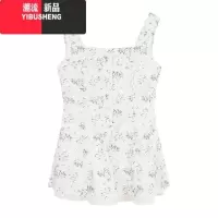 YIBUSHENG系带露背网纱拼接碎花吊带连衣裙女季甜美温柔风收腰a字短裙子