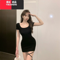 YIBUSHENG甜辣妹纯欲风气质小黑裙高级感御姐修身包臀短裙连衣裙2022新款